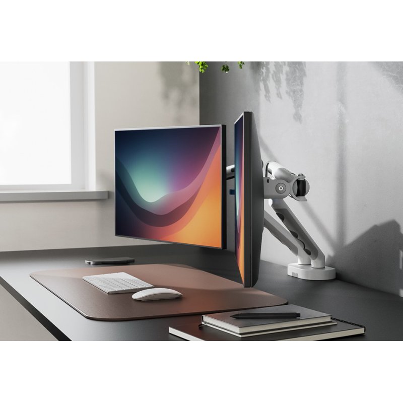 DIGITUS Dual Design monitorarm, 2 monitoren tot 35 inch, volledig beweegbaar, zwart