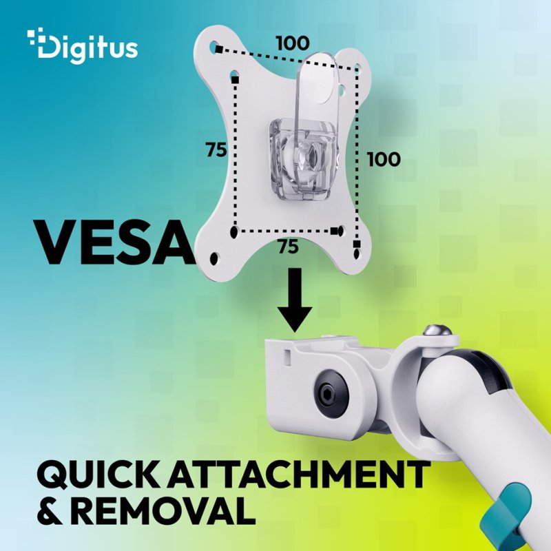 DIGITUS Dual Design monitorarm, 2 monitoren tot 35 inch, volledig beweegbaar, zwart
