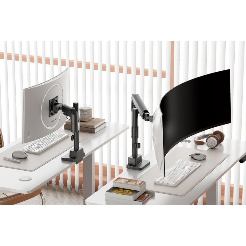 DIGITUS monitorarm single, met klem, tot 57 inch, wit