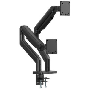 DIGITUS Dual Monitor bureaustandaard, klembevestiging, 2x tot 45 inch, zwart