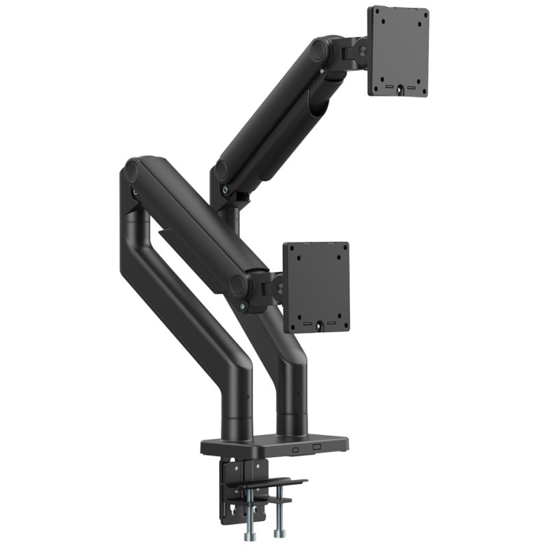 DIGITUS Dual Monitor bureaustandaard, klembevestiging, 2x tot 45 inch, zwart