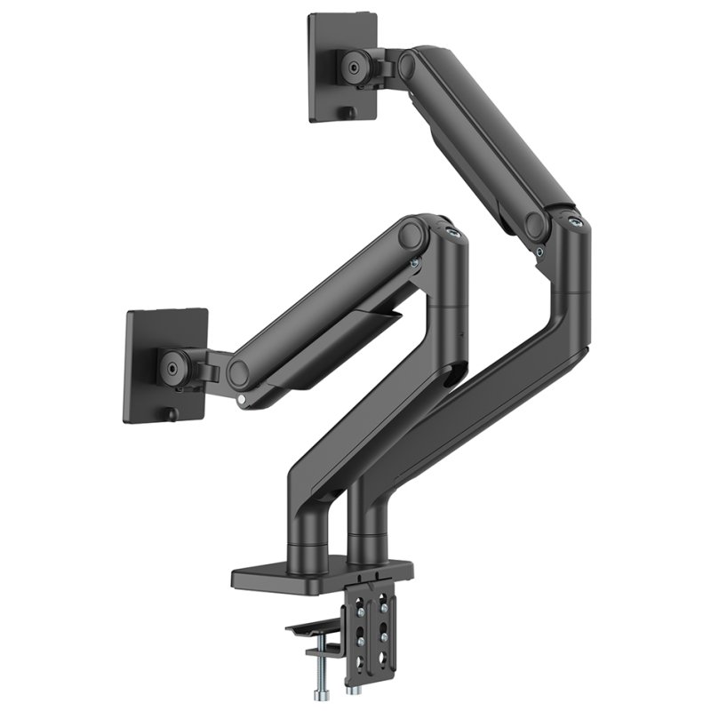 DIGITUS Dual Monitor bureaustandaard, klembevestiging, 2x tot 45 inch, zwart