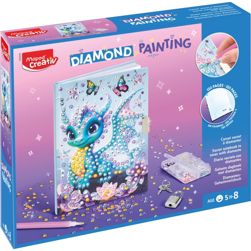 Maped journal DIAMOND PAINTING, 530 diamants, serrure à 2 clés