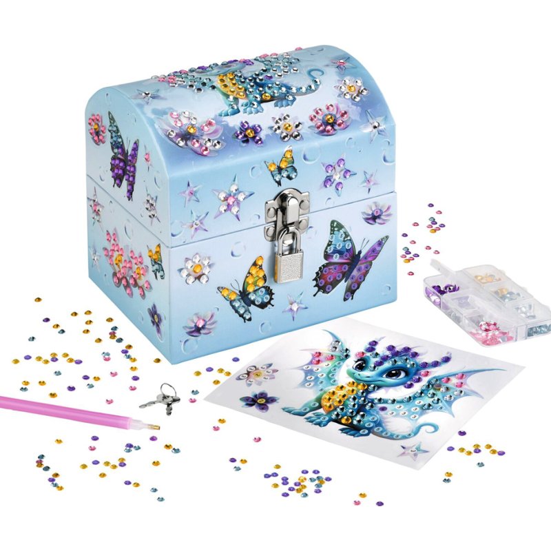 Maped jewellery box Diamond Painting, 520 coloured diamonds, 150×120×150 mm