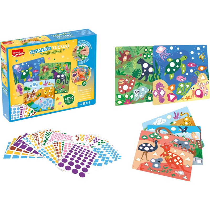 Maped CREATIV set de stickers géométrie TIERE DER WELT, 3+ ans, 1200+ stickers