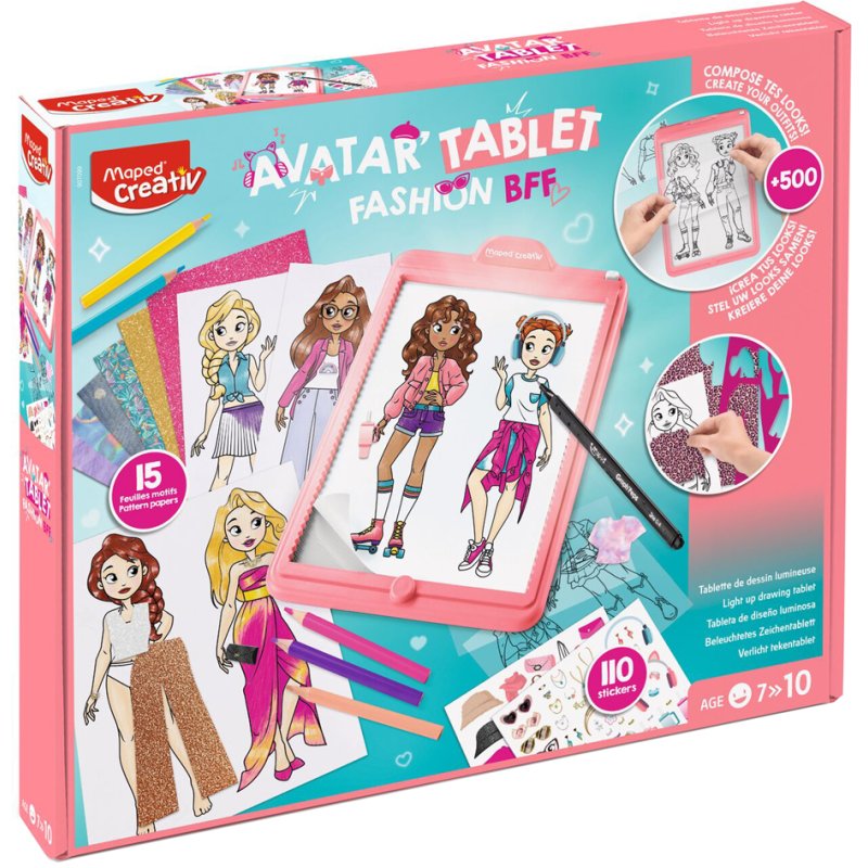 Maped LED light board AVATAR FASHION BFF, pink, battery operated, accessories included