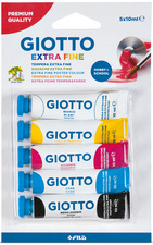 GIOTTO Gouachex5 gouacheverf, 5 tubes à 10 ml, wit/geel/magenta/cyaan/zwart