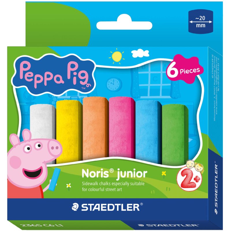 STAEDTLER pavement chalk Noris junior Peppa Pig, 6 colours, 20 mm diameter