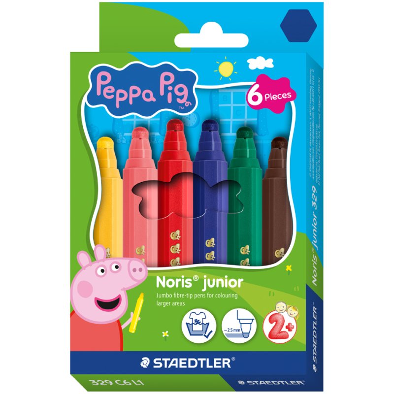 STAEDTLER feutres Noris junior Peppa Pig, lavables, 12 pièces
