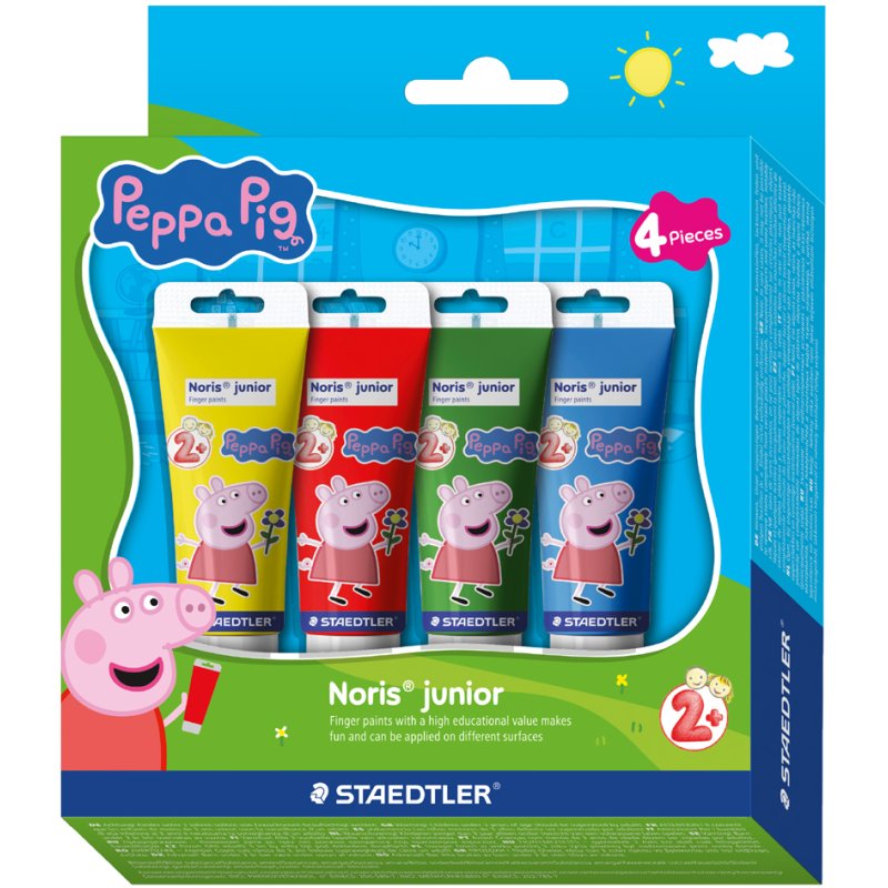 STAEDTLER finger paint Noris junior Peppa Pig, 4 tubes of 75 ml, yellow/red/blue/green