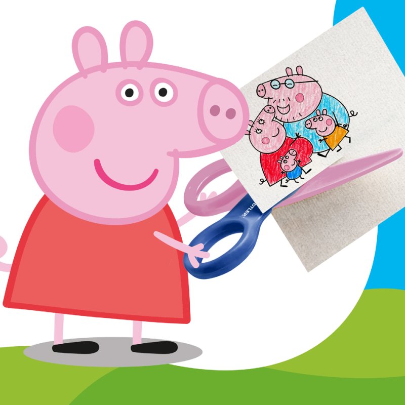 STAEDTLER ciseaux de bricolage Noris junior Peppa, rond, bleu/rose, 100 mm