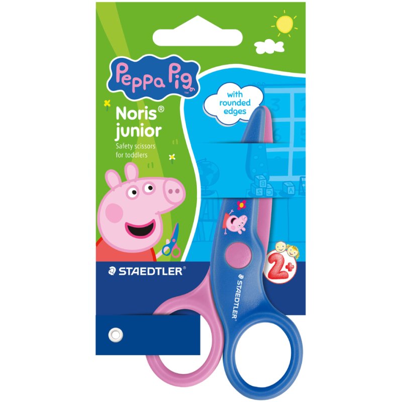 STAEDTLER ciseaux de bricolage Noris junior Peppa, rond, bleu/rose, 100 mm