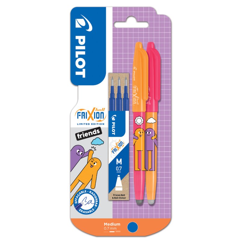 PILOT gelroller FRIXION BALL 07 Friends Hug hearts, effaçable, rose/bordeaux, 0,35 mm