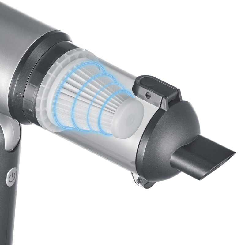 SEVERIN S-Power handheld vacuum cleaner, grey metallic, 70 watts, 35 minutes runtime, suction and blower function