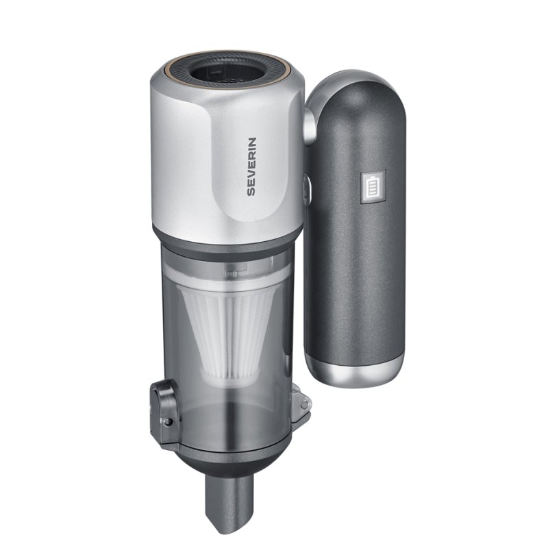 SEVERIN S-Power handheld vacuum cleaner, grey metallic, 70 watts, 35 minutes runtime, suction and blower function