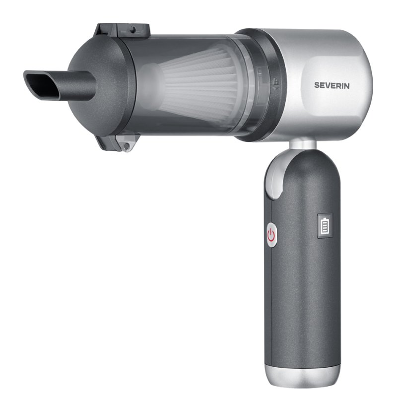 SEVERIN S-Power handheld vacuum cleaner, grey metallic, 70 watts, 35 minutes runtime, suction and blower function
