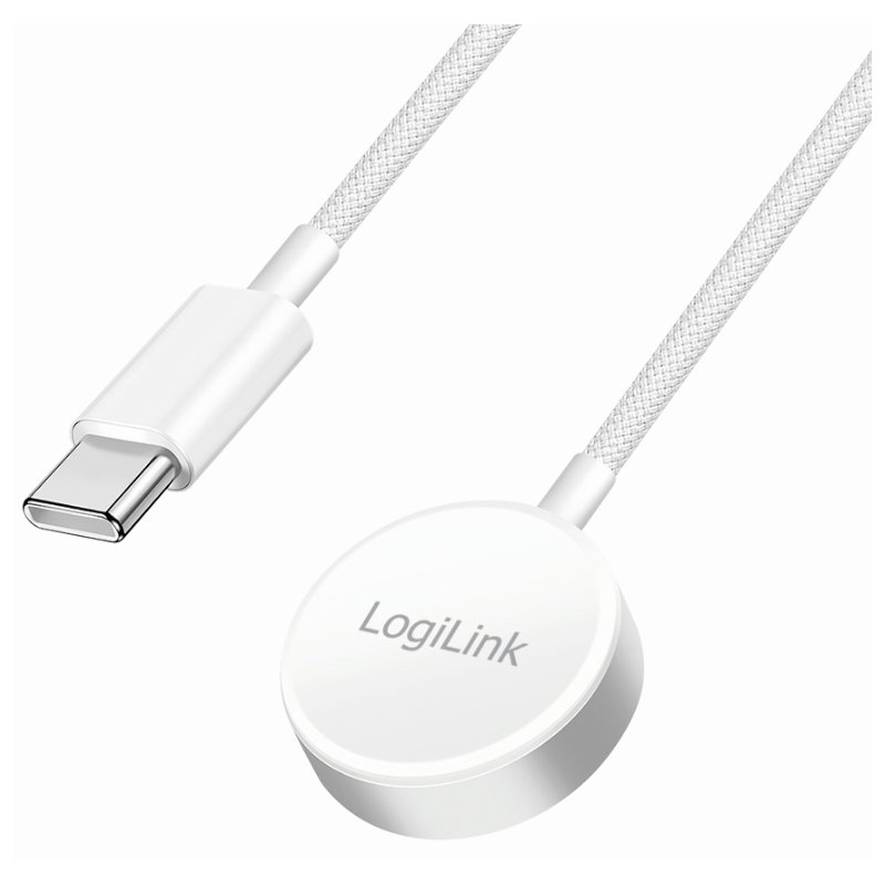 LogiLink smartwatch wireless charging cable for Apple, white, USB-C, 1.0 m