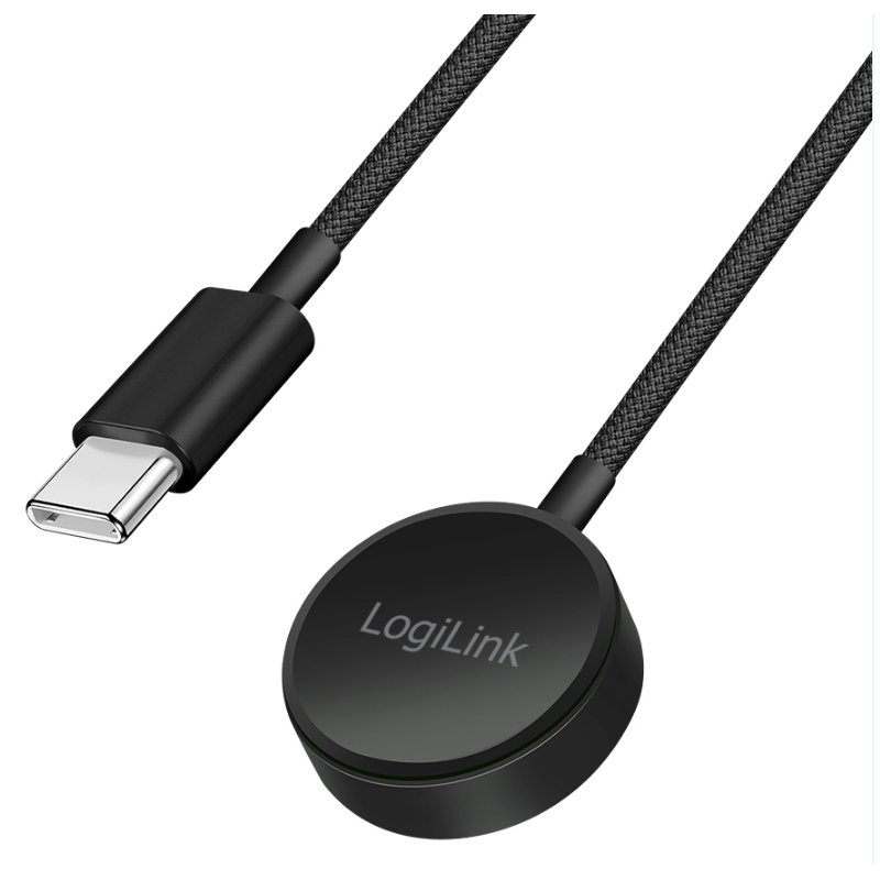LogiLink smartwatch wireless charging cable for Galaxy, black, USB-C, 1.0 m