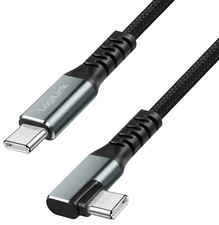 LogiLink USB 3.2 kabel USB-C naar USB-C, 90 graden gebogen, zwart/grijs, 0,5 m
