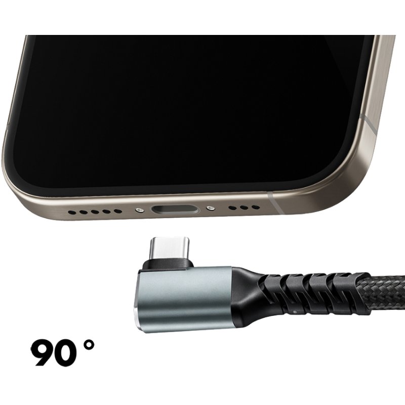 LogiLink Câble USB 3.2 USB-C vers USB-C, coudé, 2 m, noir/gris