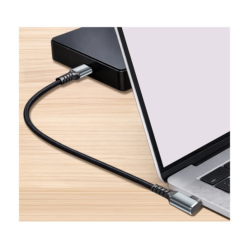 LogiLink Câble USB 3.2 USB-C vers USB-C, coudé, 2 m, noir/gris