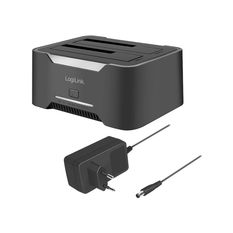 LogiLink Dual docking station, USB-C 3.2, black, 2.5"/3.5" SATA
