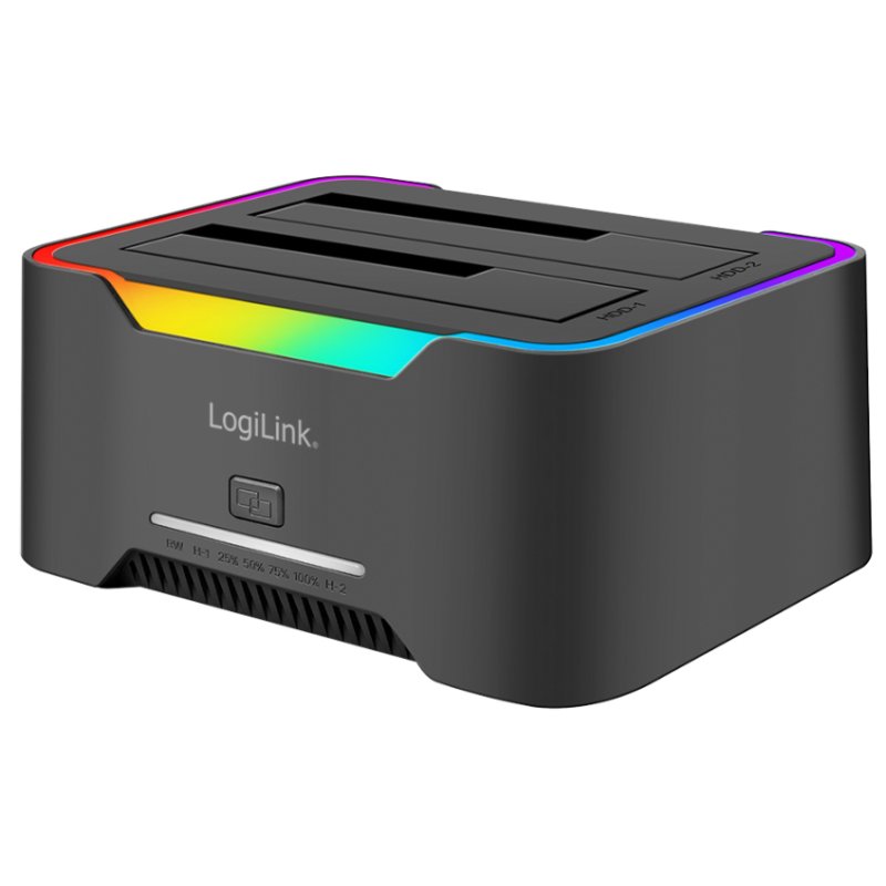 LogiLink Dual docking station, USB-C 3.2, black, 2.5"/3.5" SATA