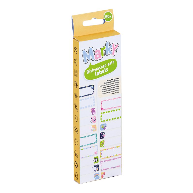 COLOP MARKY set d'étiquettes vaisselle, lave-vaisselle résistant, 60 étiquettes, 20 designs