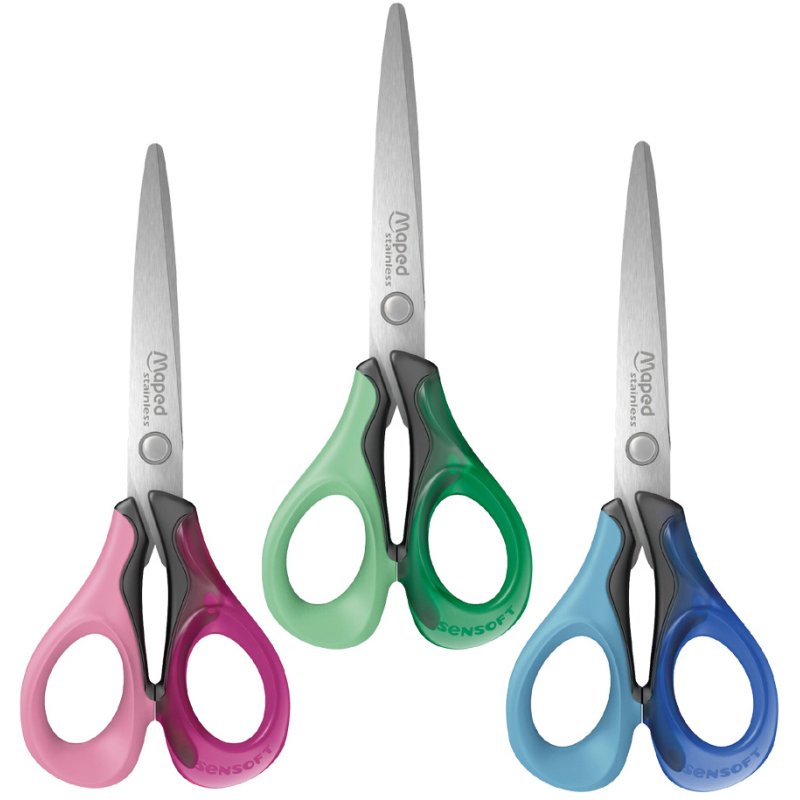 Maped scissors Sensoft 3D, soft-grip handles, 160 mm, 12 pieces