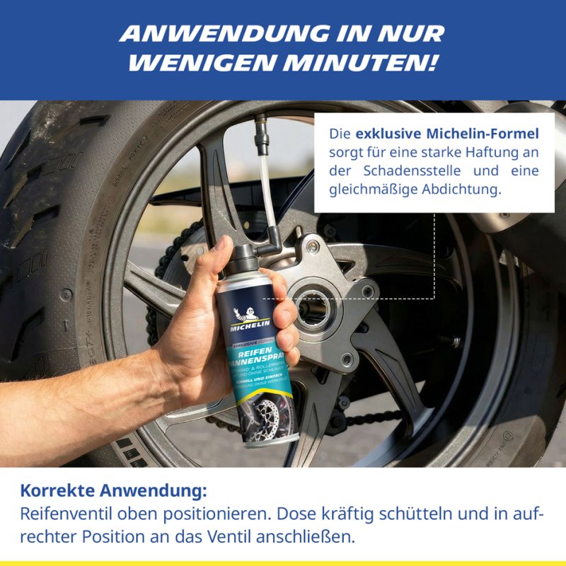 MICHELIN bandenspray, 200 ml, motor & scooter, snelle reparatie