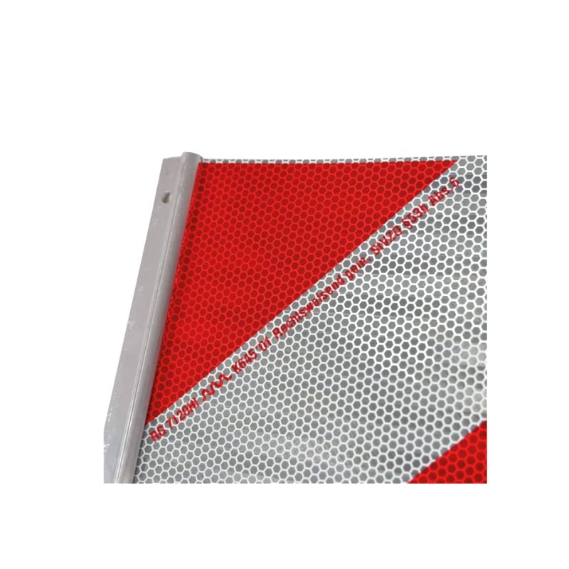 IWH warning marking for lift platforms, red/white, left- and right-pointing, 400 x 250 mm