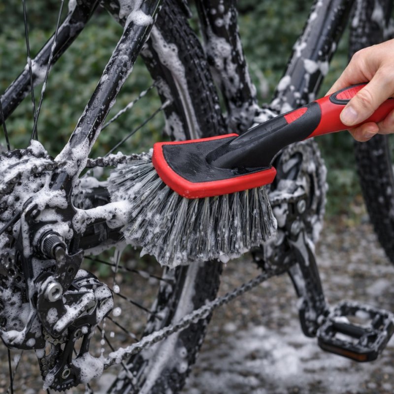 IWH multifunctional cleaning brush, red/black, PP/TPR material, ergonomic grip