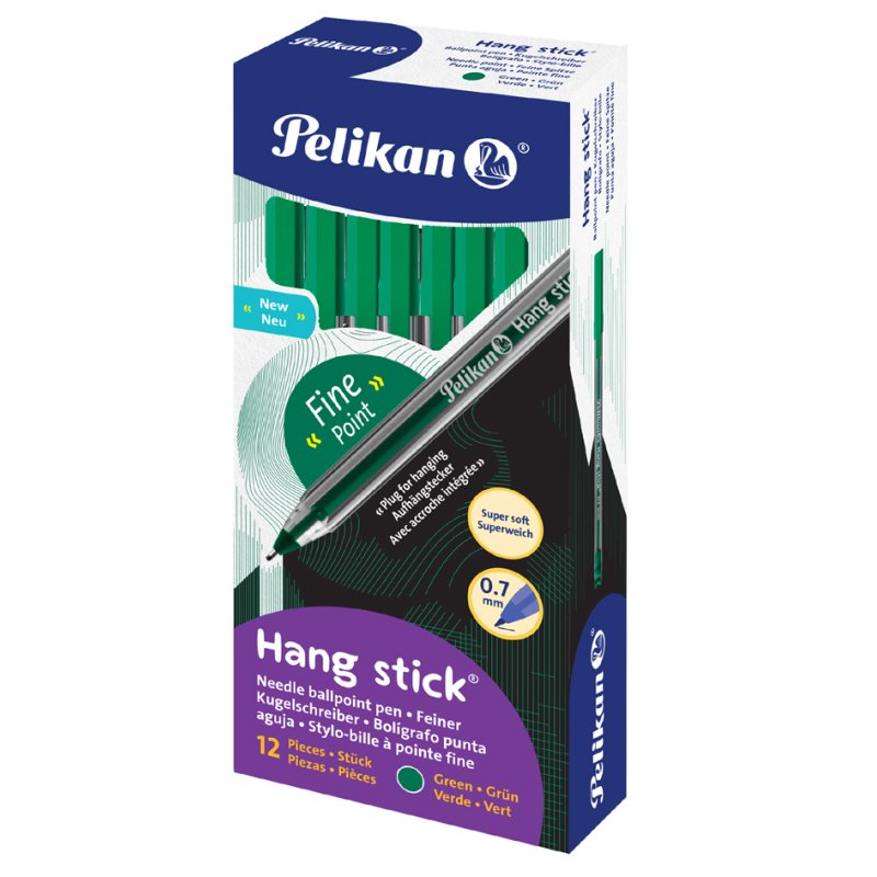 Pelikan stylo à bille Hang Stick, 0,7 mm, vert, 12 pièces