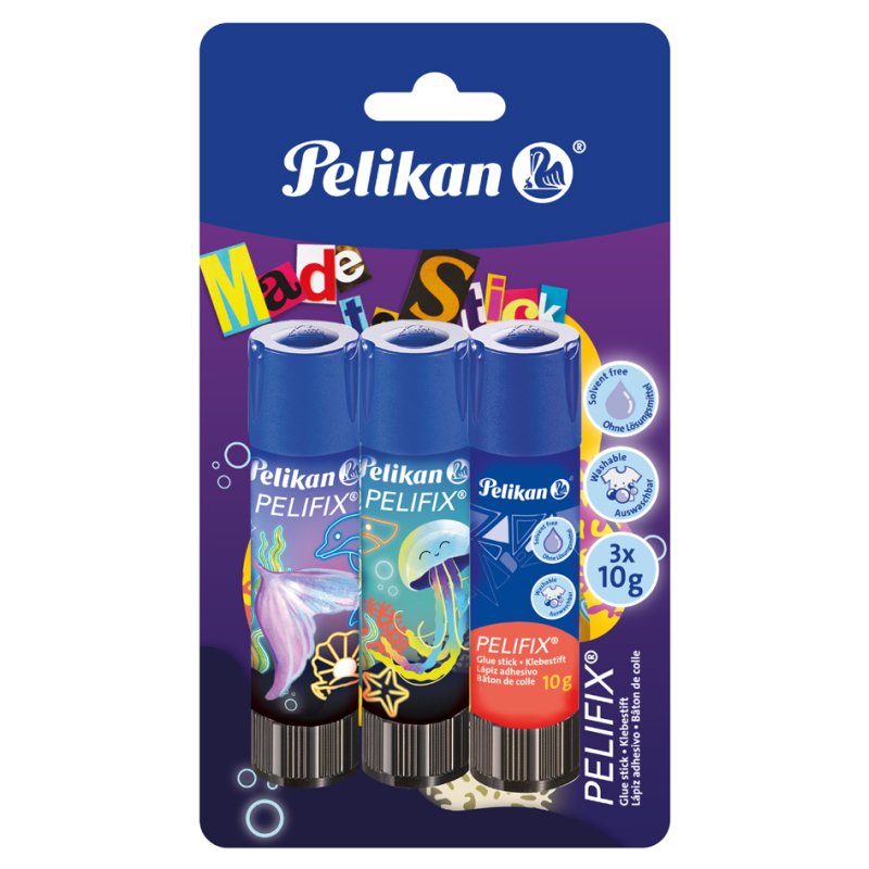 Pelikan glue stick PELIFIX Design, 10 g, 3 pieces, washable
