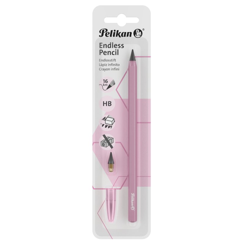 Pelikan crayon permanent Endless, aluminium, dureté HB, recharge incluse, Pink Powder