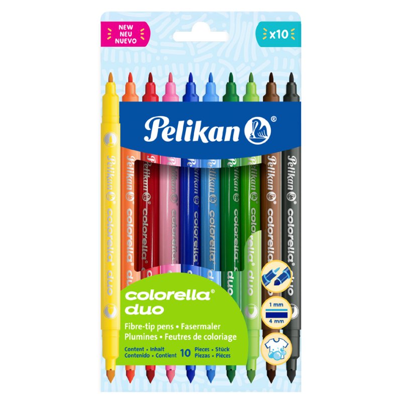 Pelikan feutres C duo, 2 pointes 1,0/2,0 mm, lavables, 10 pièces