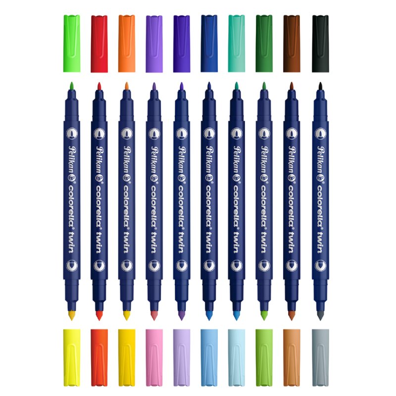 Pelikan felt-tip pens C double, 1.0/2.0 mm, 10 pieces