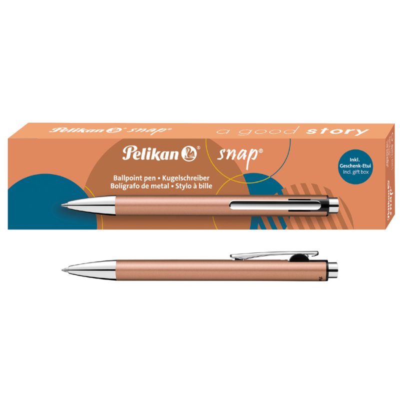 Pelikan stylo à bille Snap Metallic, argent nacré, corps aluminium, bleu