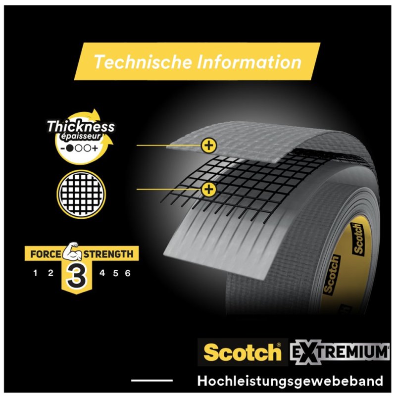 Scotch ruban adhésif tissu universel 2904, 48 mm × 10 m, argent