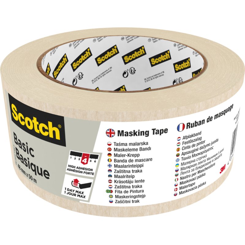 Scotch masking tape Basic, 48 mm × 50 m, beige