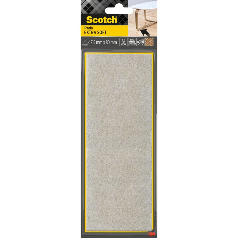 Scotch patins feutre extra doux, auto-adhésifs, 80 × 215 mm, beige