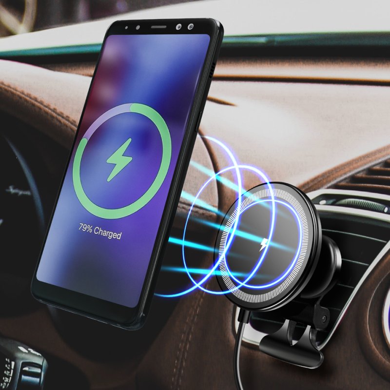 LogiLink support téléphone magnétique pour voiture, noir, plastique, rotation 360 degrés