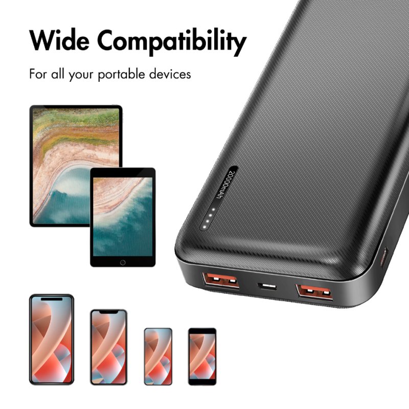 LogiLink Powerbank 20.000 mAh, zwart, 2x USB-A, 1x USB-C