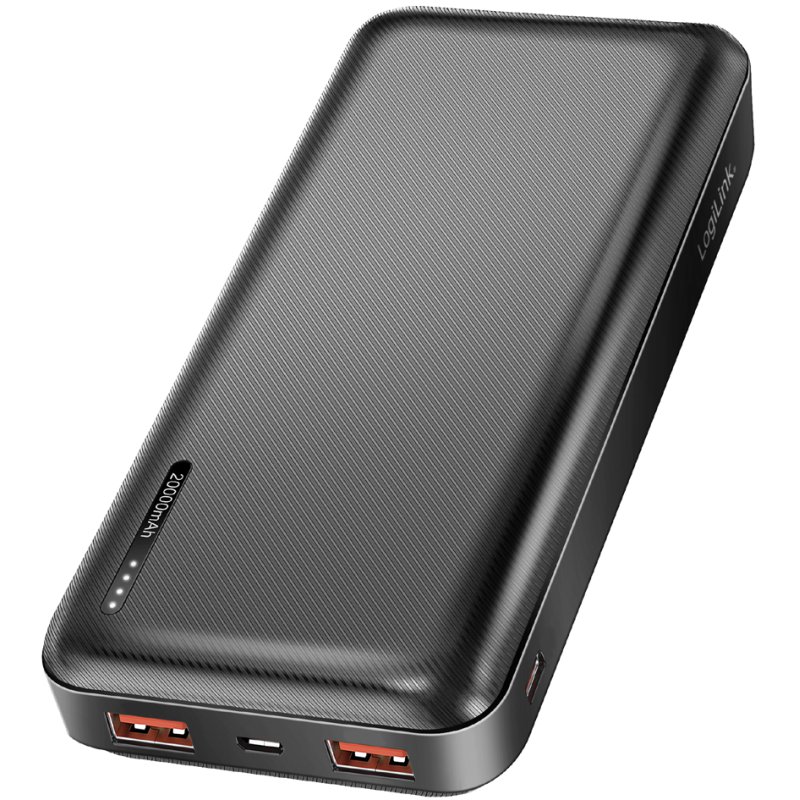 LogiLink Powerbank 20.000 mAh, zwart, 2x USB-A, 1x USB-C