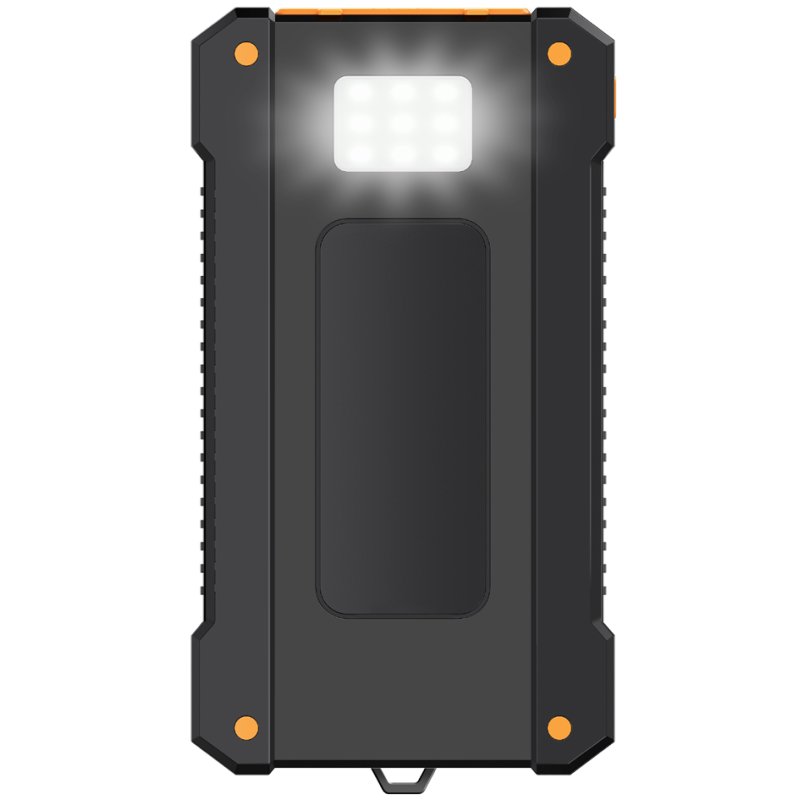 LogiLink Banque d'énergie solaire 10.000 mAh, noir/orange, lampe torche LED