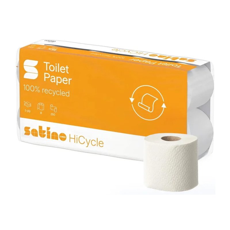 satino by wepa toiletpapier HiCycle, 3-laags, 100% recycling, 8 rollen