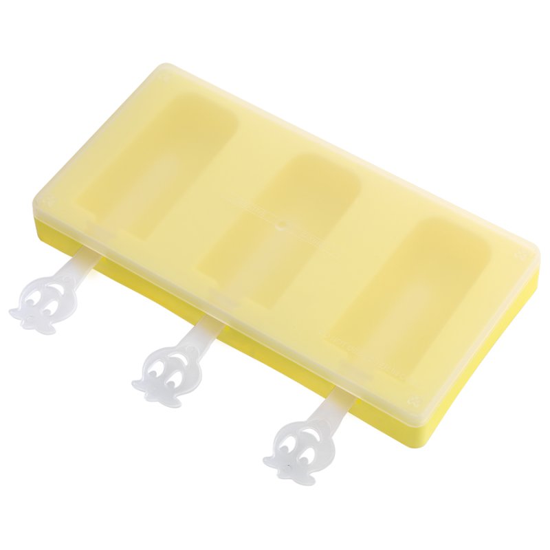 metaltex Fun Kitchen moule bâtonnet glacé, silicone/plastique, jaune/transparent, 3 pièces