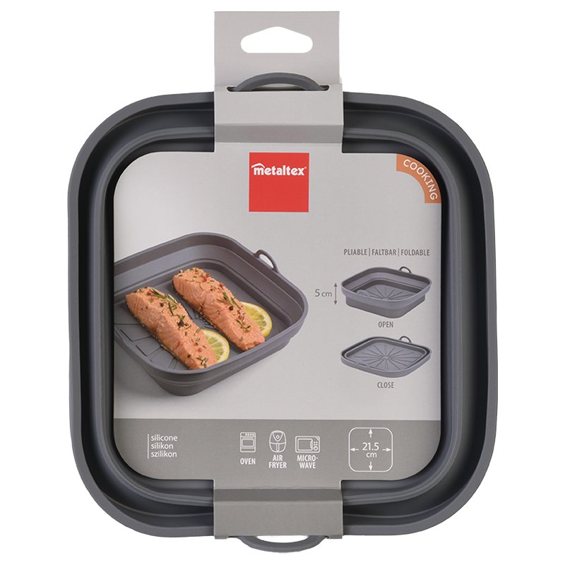 metaltex silicone basket, grey, foldable, 200 mm