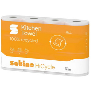 satino by wepa keukenrol HiCycle, 3-laags, 100% recycling, 4 rollen