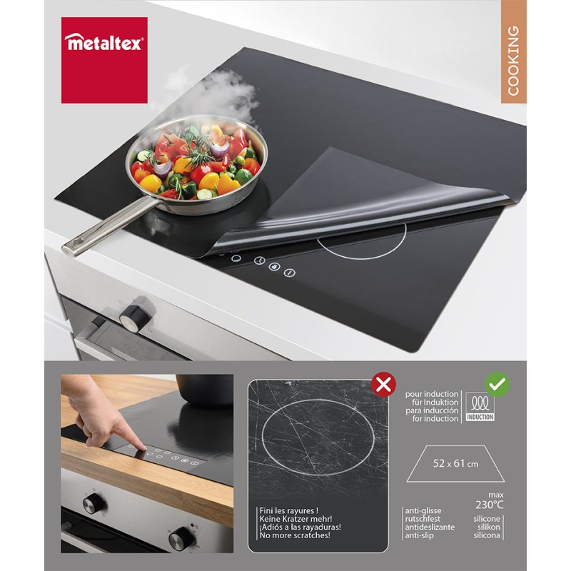 metaltex tapis de protection pour plaque induction, 610 x 520 mm, noir